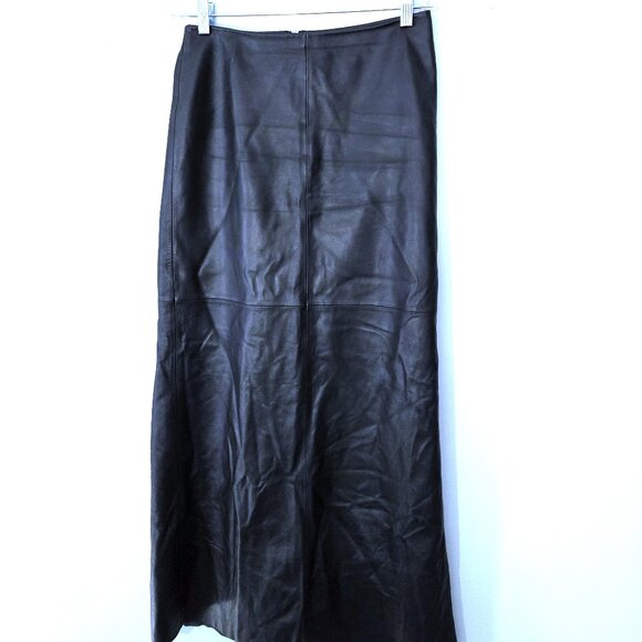 NWOT The Limited Genuine Black Glove Leather Pencil Maxi Skirt Size 2 - Picture 1 of 3